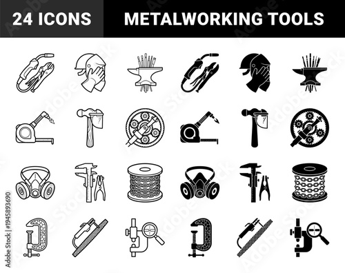 Industrial Welding and Metal Fabrication Hybrid Tool Concept Symbols with Integrated Measuring Tape Torch and Anvil Gear Mechanisms