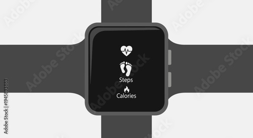Smartwatch with health icons fitness tracker concept vector illustration
