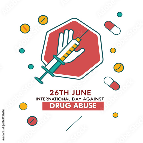 Hand drawn international day against drug abuse and illicit trafficking illustration
