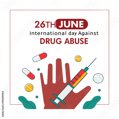 Hand drawn international day against drug abuse and illicit trafficking illustration
