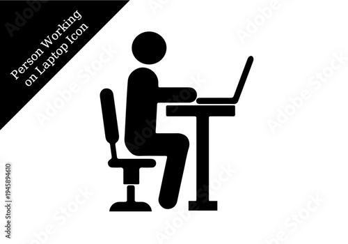 Person Working on Laptop at Desk Office Work Icon
