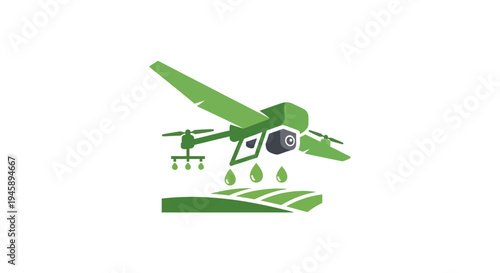 Green drone spraying agricultural chemicals.