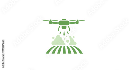 Green drone spraying agricultural chemicals.