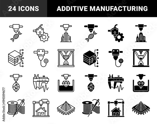 Additive manufacturing symbols featuring hybrid 3D printing of organic DNA strands architectural buildings human hearts and biological leaves