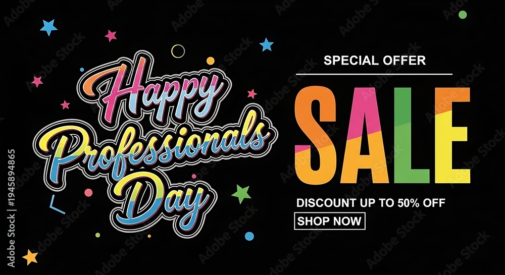 Fototapeta premium Happy professional day special offer sale discount up to 26 percent off
