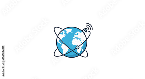 Globe with satellite orbiting earth.