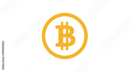 Golden Bitcoin Cryptocurrency Symbol Logo.