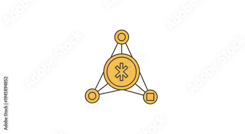 Golden cryptocurrency token network connections.
