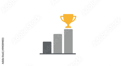 Golden Trophy on Bar Graph Chart.