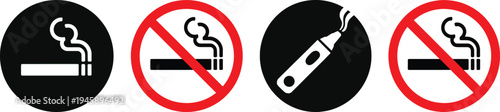 No smoking and no vaping signs on white background