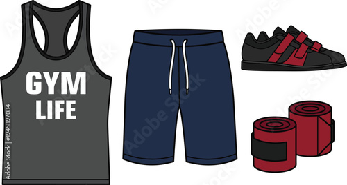Woman prepares for fitness workout with gym gear and shoes nearby indoors