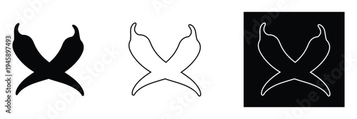 Set of chili pepper icons in black and white for design and culinary use