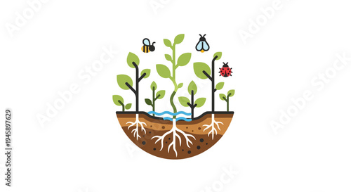 Green plants growing in soil.