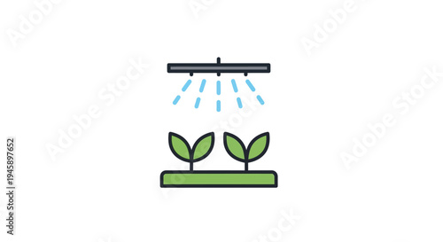 Green plants growing under irrigation system.