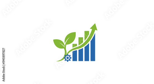 Green leaf plant growing graph chart.