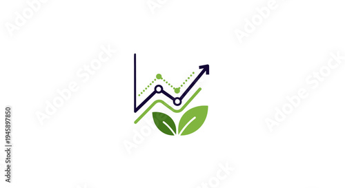 Green leaf growth chart graph.