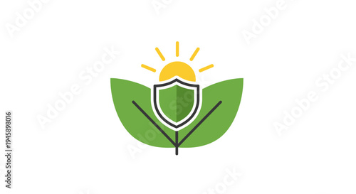 Green leaf with shield logo symbol.