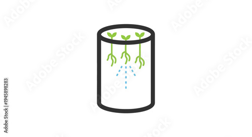 Green Plant Growing in a Cylinder.