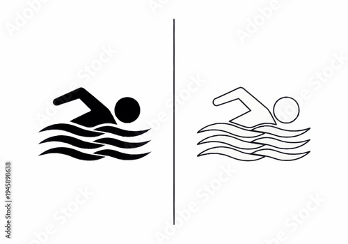 Swimmer glides through calm water in a serene aquatic environment with waves.