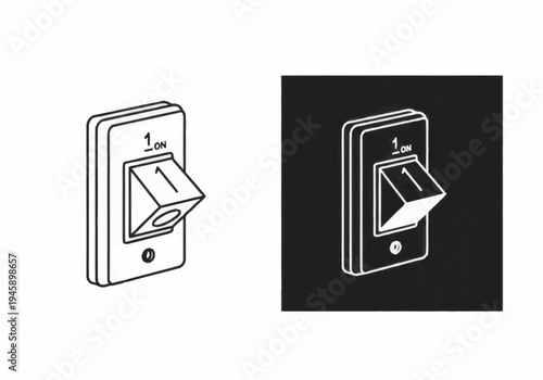 An illustration shows two light switch designs side by side on white and black backgrounds