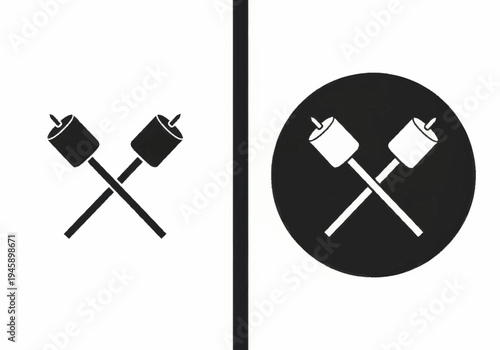 Two crossed plugs in black and white on a divided background with a line