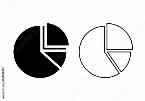 Illustrations of two pie charts one filled and one outlined side by side