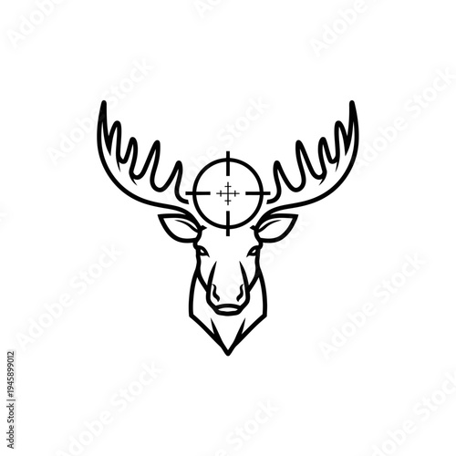 Moose head with crosshairs illustration concept for hunting or target practice