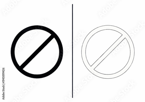 A graphic illustration shows a forbidden sign in both black and white.