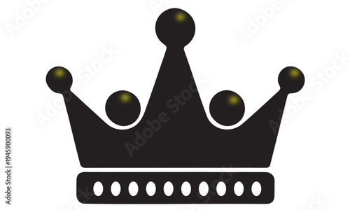 A bold black crown featuring dark green sphere details.