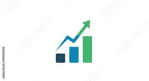Growing statistics with rising arrow graph.