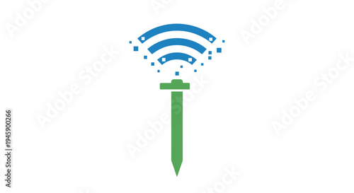 Green screw with blue wifi signal.