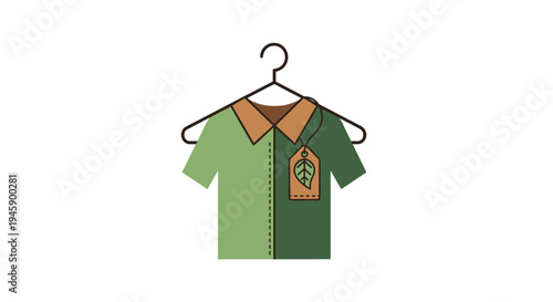 Green short sleeve shirt on hanger.