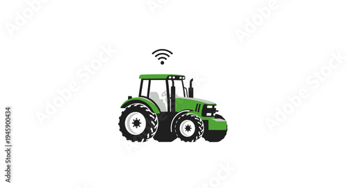 Green tractor with large wheels.