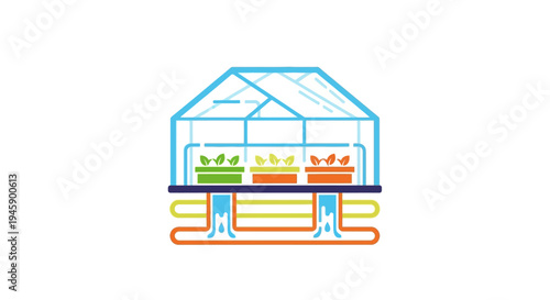 Greenhouse with heating system pipes.