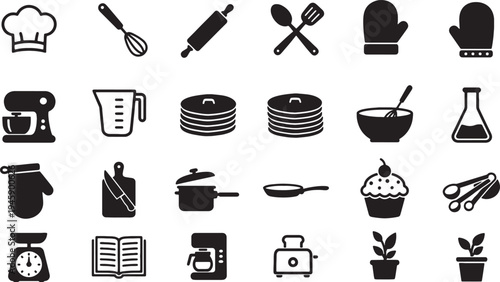 kitchen utensils and tools icons