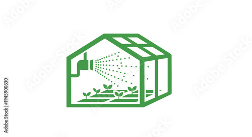 Greenhouse with irrigation system inside.