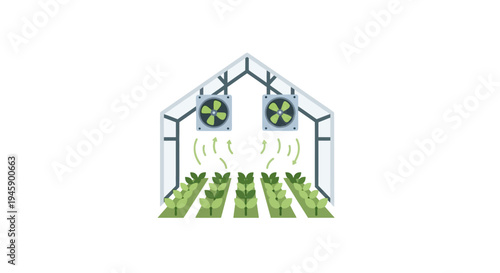 Greenhouse with plants and lighting.