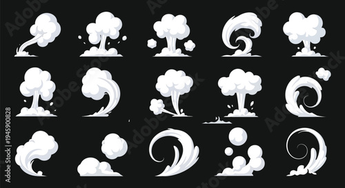 Smoke and explosion cartoon vector Icon set