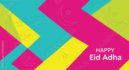 Modern colorful geometric Eid Adha background isolated white background

