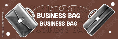 Halftone pop art dot business bag briefcase office handbag portfolio work accessory professional corporate vector illustration