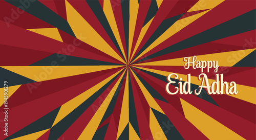 Retro rays Happy Eid Adha background isolated white background

