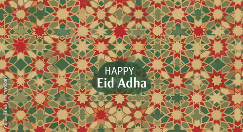 Floral pattern Happy Eid Adha greeting isolated white background


