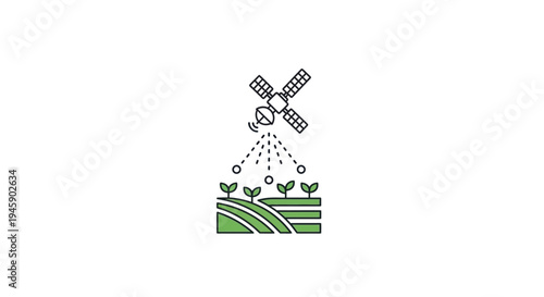 Irrigation system on green farmland plot.