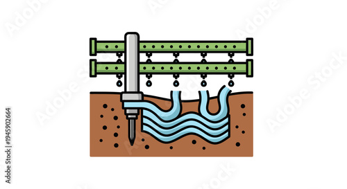 Irrigation system with blue tubes underground.