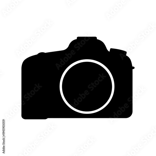 Compact digital camera equipment illustration featuring a modern lens and flash button icon design isolated on a white background for photography technology projects