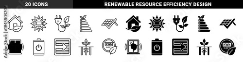 Sustainable energy efficiency hybrid symbols merging home architecture with organic leaves solar panels battery power and smart thermal window insulation