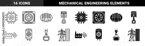 Industrial Cyber Physical Systems Icon Set Merging Hardware Engineering with Mechanical Gear and Automation Manufacturing Elements