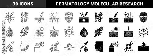 Advanced Skincare Science and Cosmetic Chemistry Hybrid Symbols featuring Molecular Structures Dermatology Procedures and DNA Repair Concepts
