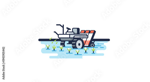 Lawn Mower Cutting Green Grass.