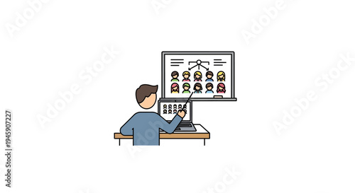 Man sitting at desk with computer.